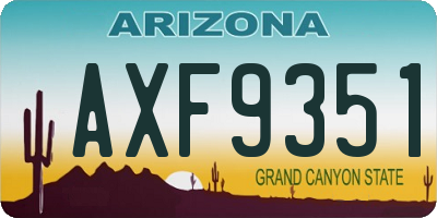 AZ license plate AXF9351