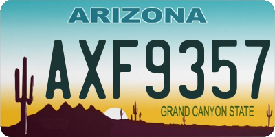 AZ license plate AXF9357