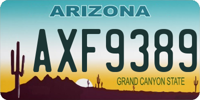AZ license plate AXF9389