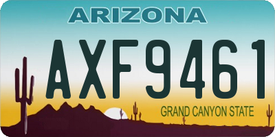AZ license plate AXF9461