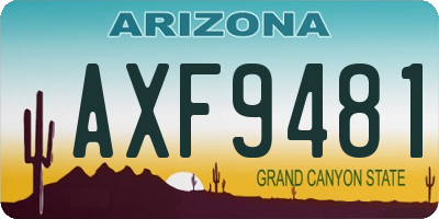 AZ license plate AXF9481