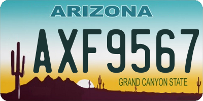 AZ license plate AXF9567