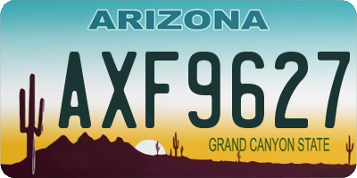 AZ license plate AXF9627