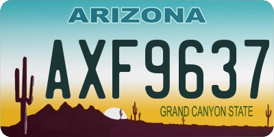 AZ license plate AXF9637