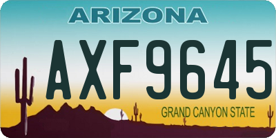 AZ license plate AXF9645