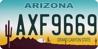 AZ license plate AXF9669