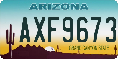 AZ license plate AXF9673