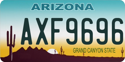 AZ license plate AXF9696