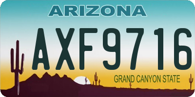 AZ license plate AXF9716