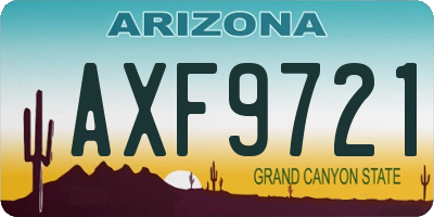 AZ license plate AXF9721