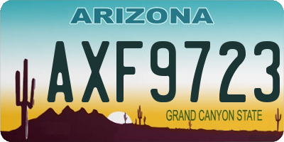 AZ license plate AXF9723