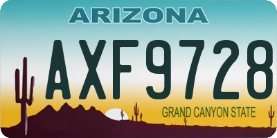 AZ license plate AXF9728