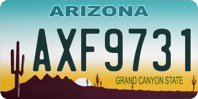AZ license plate AXF9731