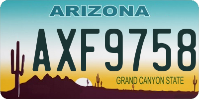 AZ license plate AXF9758