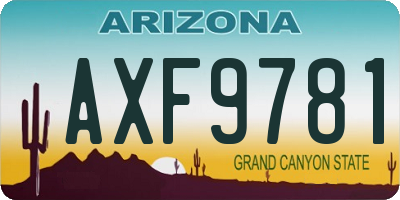 AZ license plate AXF9781