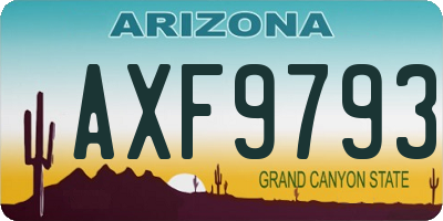 AZ license plate AXF9793