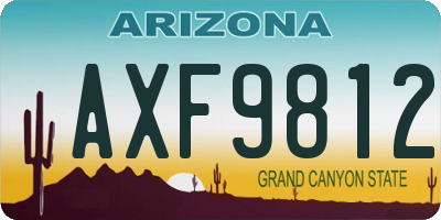 AZ license plate AXF9812