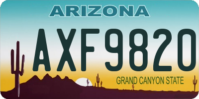 AZ license plate AXF9820