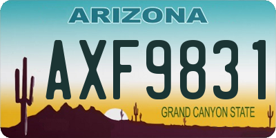 AZ license plate AXF9831
