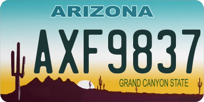 AZ license plate AXF9837