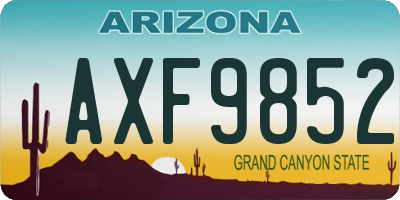 AZ license plate AXF9852