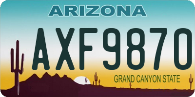 AZ license plate AXF9870