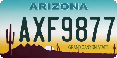 AZ license plate AXF9877