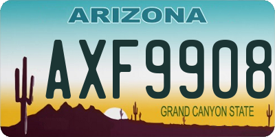 AZ license plate AXF9908