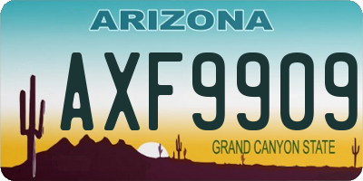 AZ license plate AXF9909