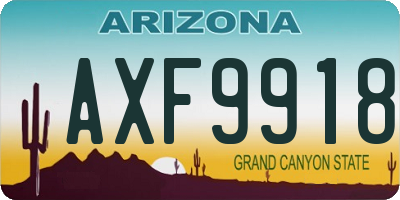 AZ license plate AXF9918