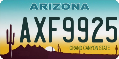 AZ license plate AXF9925