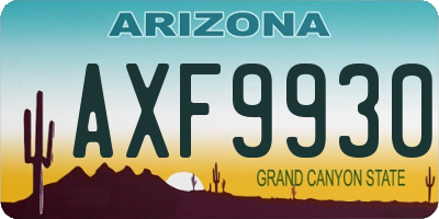 AZ license plate AXF9930