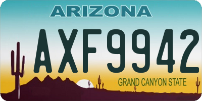 AZ license plate AXF9942