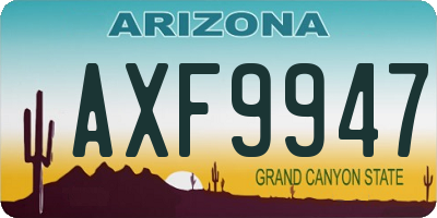 AZ license plate AXF9947