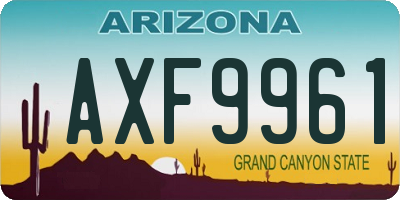 AZ license plate AXF9961