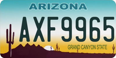 AZ license plate AXF9965