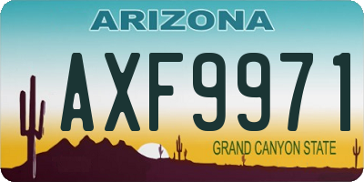 AZ license plate AXF9971