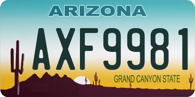 AZ license plate AXF9981