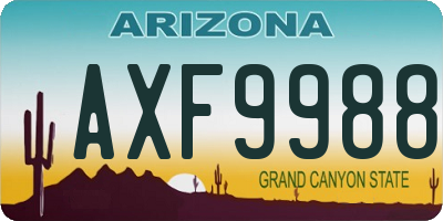 AZ license plate AXF9988