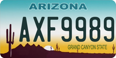 AZ license plate AXF9989