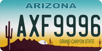 AZ license plate AXF9996