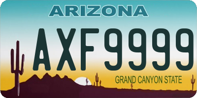 AZ license plate AXF9999