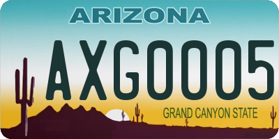 AZ license plate AXG0005