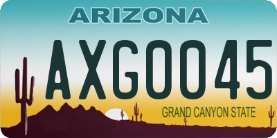 AZ license plate AXG0045