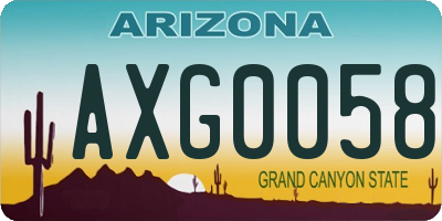 AZ license plate AXG0058