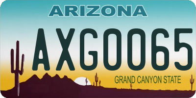 AZ license plate AXG0065