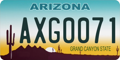 AZ license plate AXG0071
