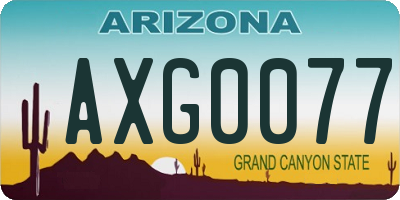 AZ license plate AXG0077
