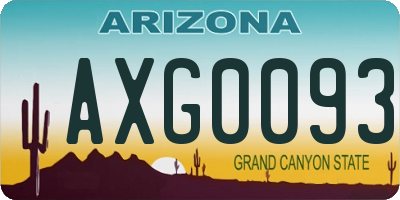 AZ license plate AXG0093