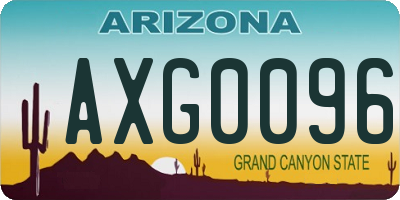 AZ license plate AXG0096